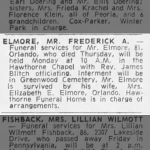 Obituary of Frederick A Elmore