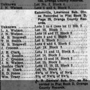 1913 May 29, Eatonville, Lawrence Sub Div