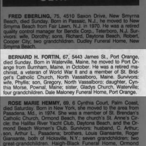 Obituary for BERNARD H. FORTIN